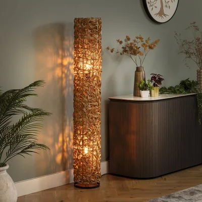 Quatropi Niki Modern Natural Bamba Wicker Floor Lamp 150cm