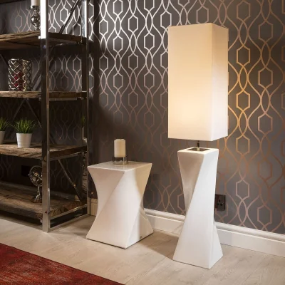 Quatropi ExDisplay Large Elegant Envy Floor lamp BigTwiss White Ceramic Cotton Shade 4008