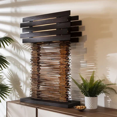 Quatropi Flam & Luce Samourai Wooden Table Lamp Brown