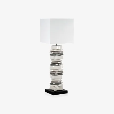 Quatropi Envy Lighting Modern Designer Tall Table Bedside Lamp White Grey 4390