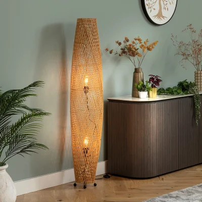Quatropi Niki Modern Torpedo Rattan Wicker Floor Lamp 150cm