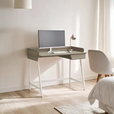 The Range Bradbury One Drawer Light Oak Desk - Grey