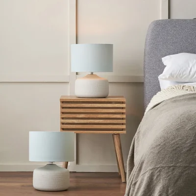 The Range Set of 2 Kai Textured Ceramic Table Lamps - Blue
