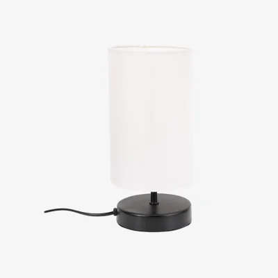 The Range Pair Francis Matte Black Touch Table Lamp with Shade - White