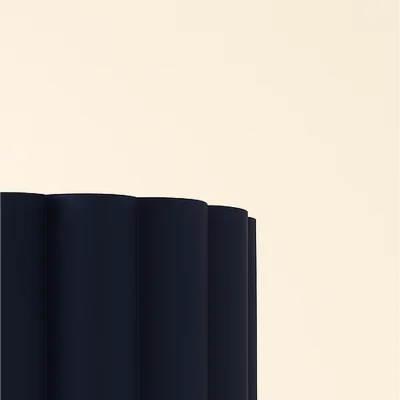 The Range CGC Lena Brushed Nickel Straight Floor Lamp with Large Scalloped Lampshade - Navy