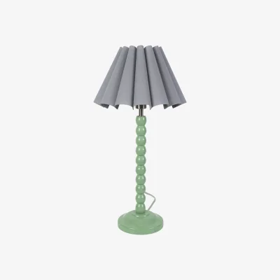 The Range Bobbins Sage Green Table Lamp with Scallop Tapered Lamp Shade - Grey / Bulb Not Included