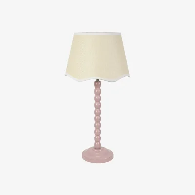 The Range Bobbins Table Lamp with Linen Scallop White Trim Shade - Rose Pink / 1