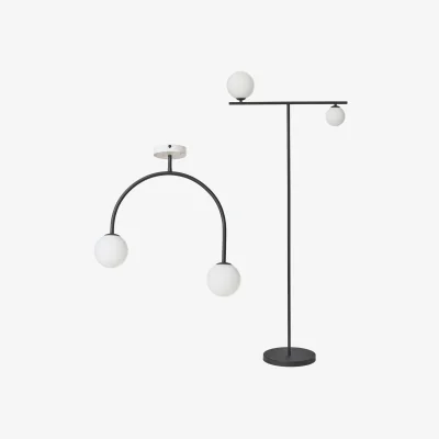 The Range Darl 2 Light Black Modern Floor Lamp and Ceiling Light - Black