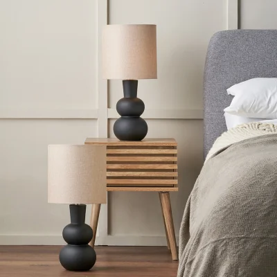 The Range Set of 2 Aaliyah Curved Bottle Ceramic Table Lamps - Black