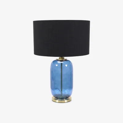 The Range Leigh Black with Metallic Gold Shade with Navy Blue Glass and Gold Table Lamp - Black