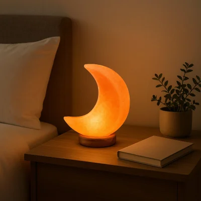 The Range Nepal Crescent Moon Pink Natural Salt Lamp