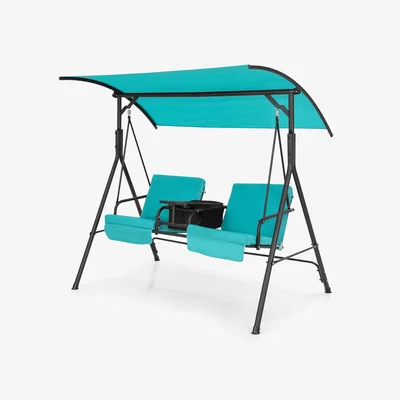 The Range Hammock Bench Chair with Center Tray - Blue