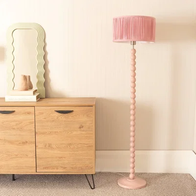 The Range Bobbins Rose Floor Lamp with Ruched Drum Shade - Pink