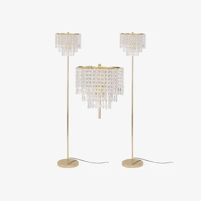 The Range Set Of 2 Cascada Floor Lamps - Polished Gold Plate And Clear Acrylic