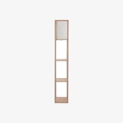 The Range Struttura Pastel Wood Floor Lamp with Storage Shelves - Pink