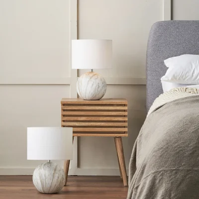 The Range Set of 2 Viejo Stone Effect Ceramic Table Lamps - Grey