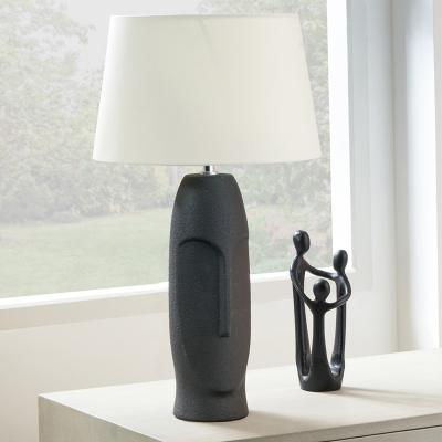 The Range Textured Ceramic Table Lamp With Face Detail - Black and cream