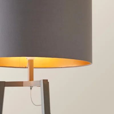 The Range Hiru Grey 3 Tier Shelf Floor Lamp with Grey and Copper Shade  - Grey / Yes - Grey and Copper
