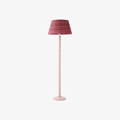 The Range Bobbin Printed Pleated Shade Wooden Floor Lamp - Pink Burgundy / Yes - Burgundy