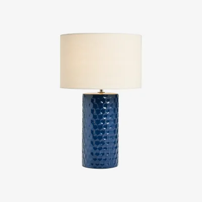 The Range Erin Embossed Ceramic Table Lamp - Blue