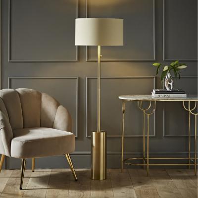 The Range Lexy Antique Brass Dimmable Floor Lamp with Drum Shade - Gold