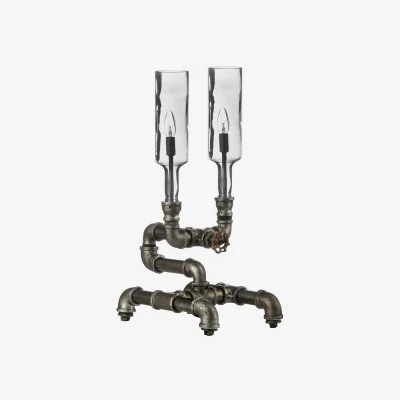 The Range Maren Dual Industrial Bottles Table Lamp - Silver
