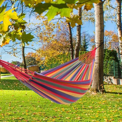 The Range Garden Canvas Single Hammock Hanging Swing Bed Outdoor Travel Camping - Red / 2kg