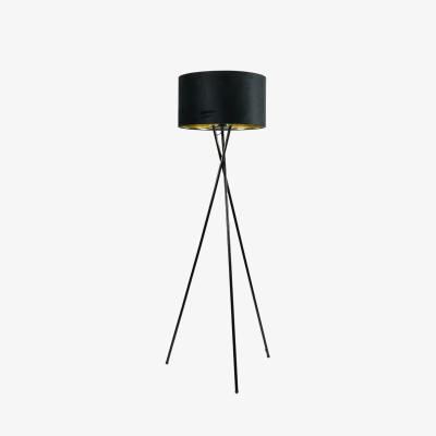 The Range Camden Gloss Black Tripod Floor Lamp with Black Velvet  Gold Inner Shade  Bulb - Black