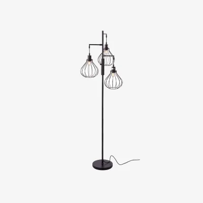 The Range Industrial Style Floor Lamp with Asymmetrical Shades - Black