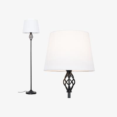 The Range Memphis Black Floor Lamp White Tapered Shade - Black
