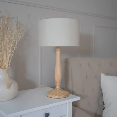 The Range Victoria Light Wood Table Lamp Drum Shade - Yellow / Without Bulb
