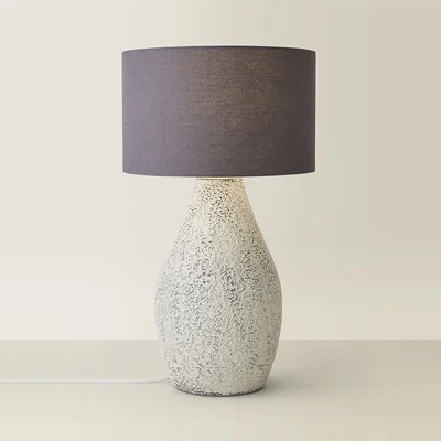 The Range Colin Large Speckled Ceramic Table Lamp with Grey Fabric Shade - Grey