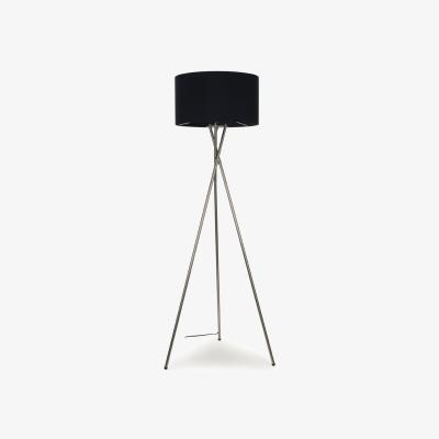 The Range Camden Brushed Chrome Tripod Floor Lamp with Drum Shade - Black