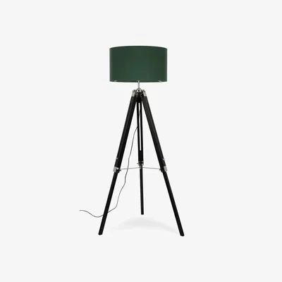 The Range Clipper Black Tripod Floor Lamp Large Green Shade - Green