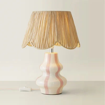 The Range Perrie Ceramic Table Lamp with Scallop Shade - Blush / Bulb Not Included