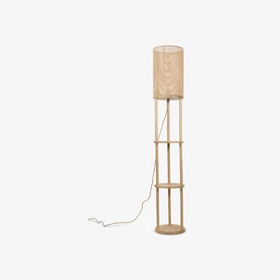 The Range Elsa Natural Wooden 3 Tier Floor Lamp with Bamboo Shade - Natural