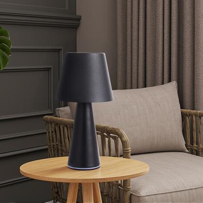 The Range Rechargeable Dimmable Tall Table Lamp with Flared Shade - Black