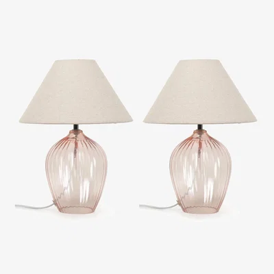 The Range Olivet Glass Table Lamps - Set of 2 - Pink