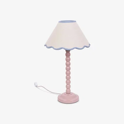 The Range Bobbin Rose Pink Bobbles Table Lamp with Trim Scallop Shade - Powder Blue / 0.75kg