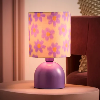 The Range Miley Purple Floral Print Table Lamp with Drum Shade - Purple
