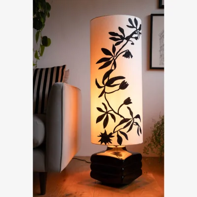 Rockett St George Black & White Floral Silhouette Floor Lamp