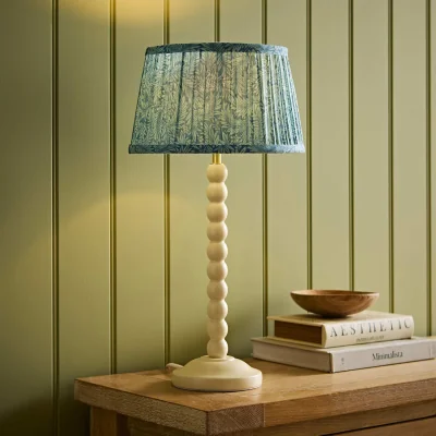 The Range Bobbin Cream Table Lamp with Pleated Shade - Leaf / 12.5cm