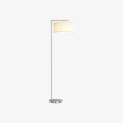 The Range HOMCOM Floor Lamp, Modern Standing Lamp with Linen Lampshade, Silver Tone - Silver