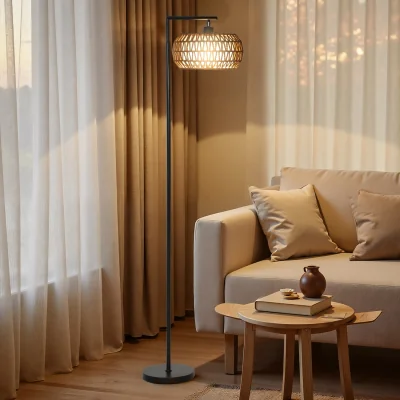 The Range HOMCOM Boho Dimmable Floor Lamp - Black