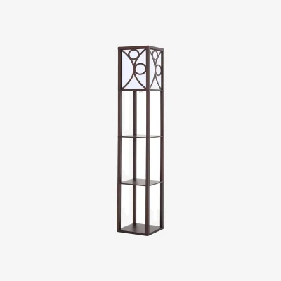 The Range Elegant Wooden Standing Lamp with Shelves - Walnut
