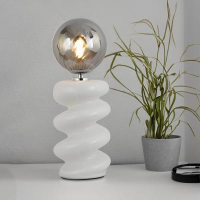 The Range Penny Table Lamp - White and Smoke