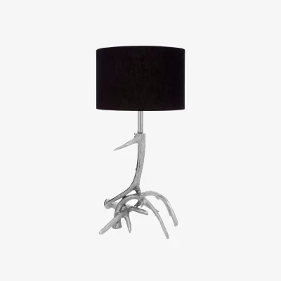 The Range Stag Table Lamp with Antler Base - Silver