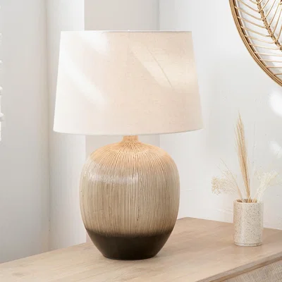 The Range Rustic Textured Ceramic Table Lamp - Brown and black