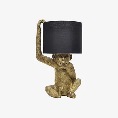 The Range Norman Table Lamp With Shade - Gold Resin And Black Cotton