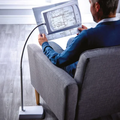 The Range Magnifying Floor Lamp with LED Light - White, Silver